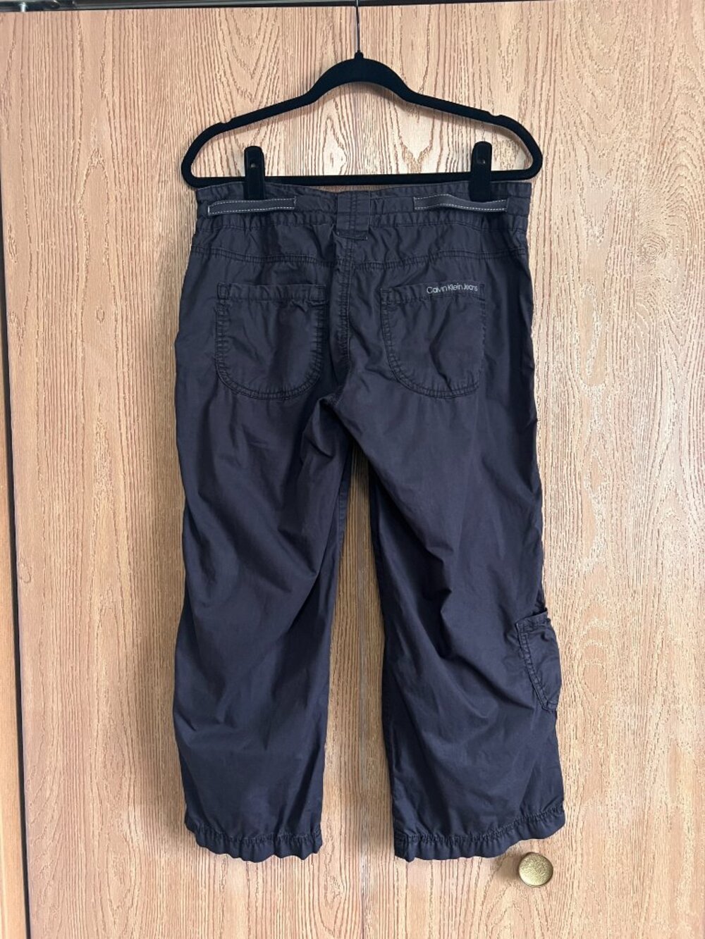 Calvin Klein Jeans Black Y2K Cargo Capri Pants Low Rise Size 10 - Picture 4 of 7